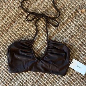 MIKOH Kaiko Ruched Halter Top in Ukulele NWT